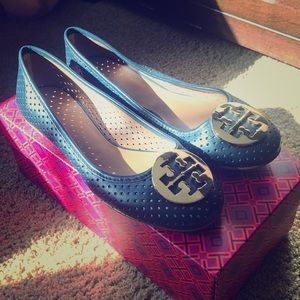 Tory Burch Navy Perforated Flats